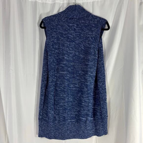 GAP For Good Indigo Blue Sleeveless Knit Cardigan Vest Draped medium - Picture 2 of 4